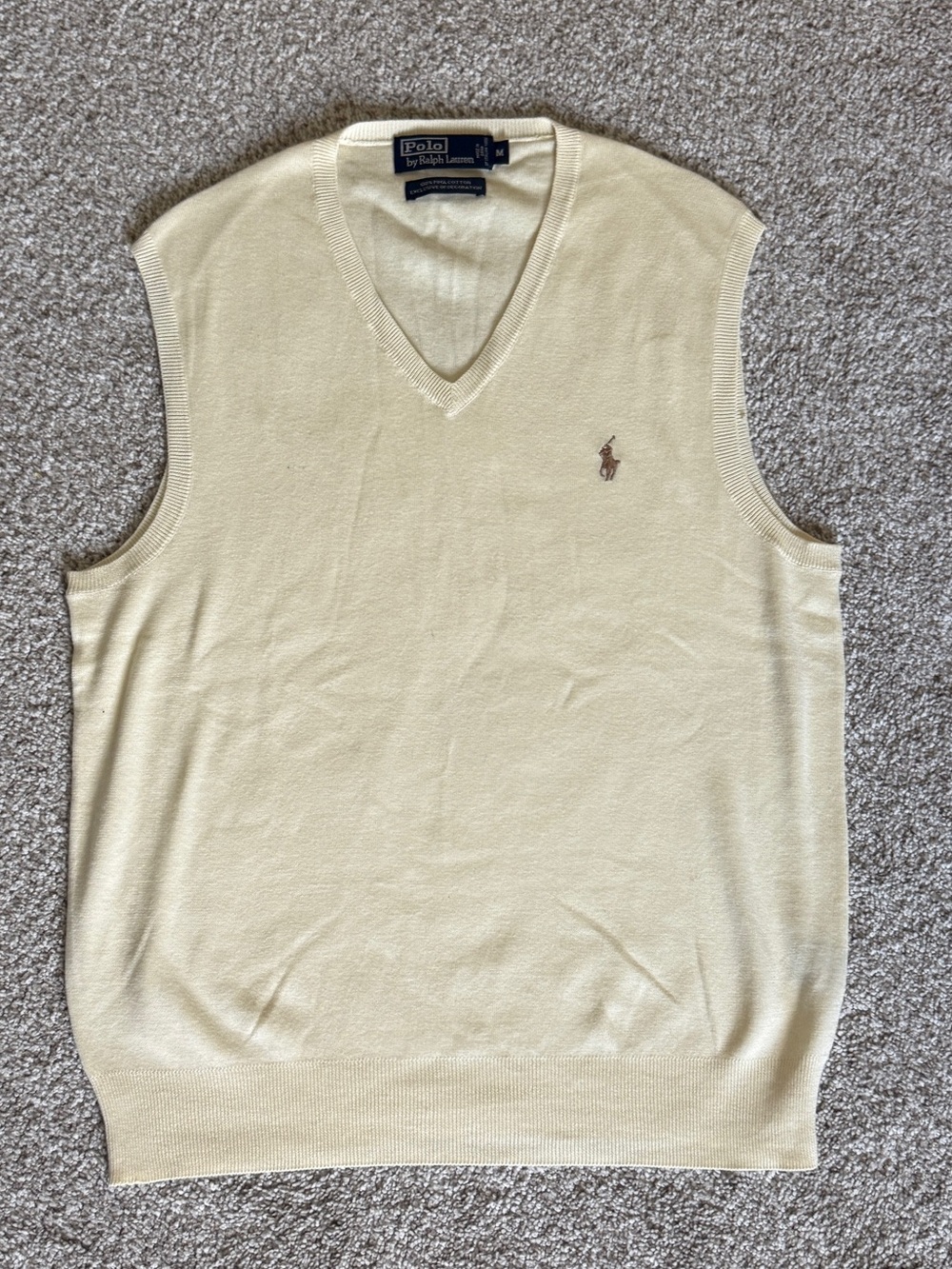 Ralph Lauren Polo Cream V-Neck Sweater Vest